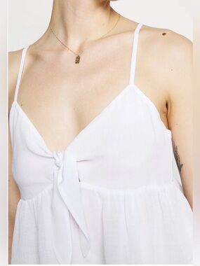☀️ GAP 💯 Linen Bow Tie Front Cami in White, Sz Large